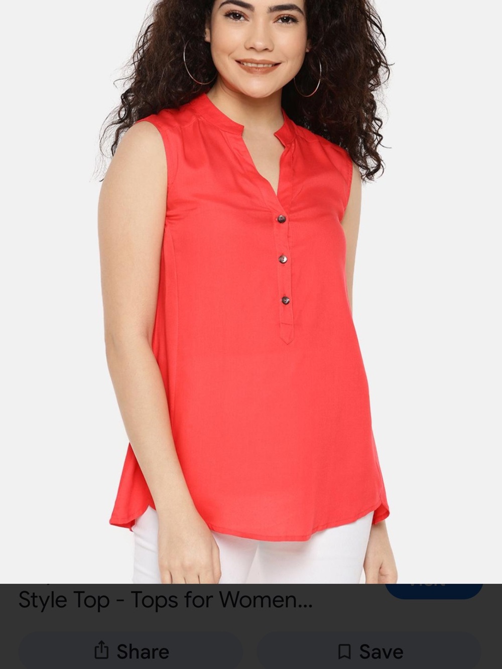 New Look Coral Dot Split-Neck Cap Sleeve Blouse